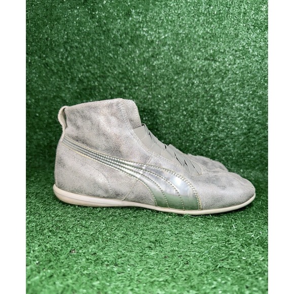 Puma Shoes - Rare Puma Eskiva‎ Mid Silver Leather Shoes Boxing Sneakers Vtg Womens Size 7 US